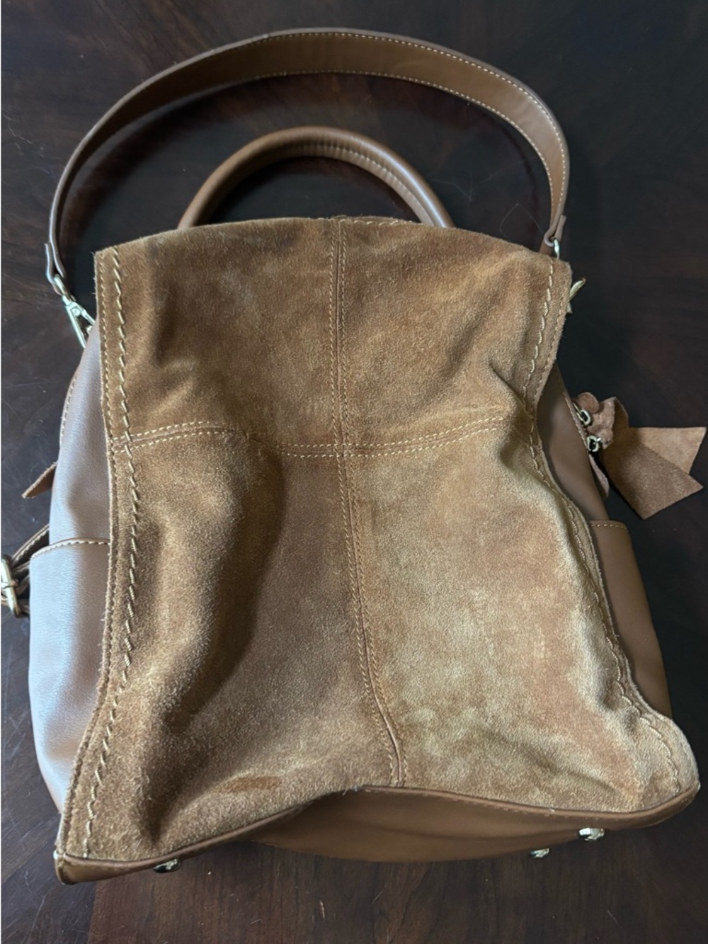 Classic Brown Suede & Leather Women’s Handbag